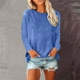 thumbnail image 2 of Busydd Womens Sweatshirt 2024 Fashion Solid Color Hoodies Casual Loose Crewneck Sweatshirts Long Sleeve Shirts for Women Trendy Basic Oversized Pullover Tops, 2 of 5