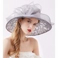 thumbnail image 2 of Flower Organza Hat Derby Party Wide Brim Church Hats Foldable Fashion Sunshade Hat Summer Beach Floral Tea Flower Wedding Hat, 2 of 5