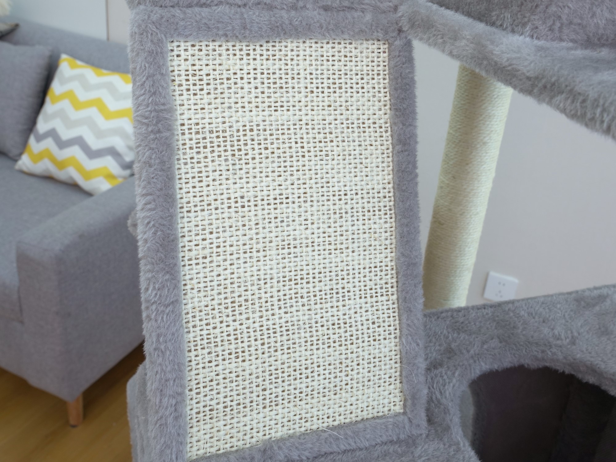 Vibrant Life Heavy Duty 7-Level 81" Cat Tree with Two Condos and Hammock, Light Gray