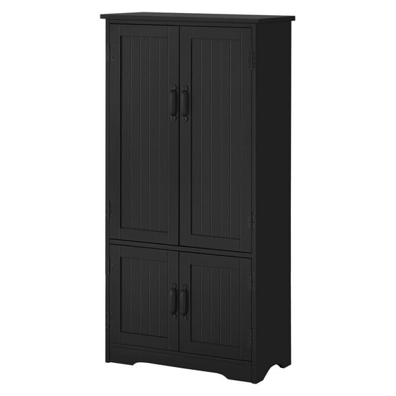 Kitchen Pantry Cabinet, Black Storage Cabinet with Adjustable Shelves, 48.5" Tall Free Standing Organizer for Kitchen, Living Room, Bathroom