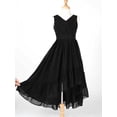 thumbnail image 3 of YiZYiF Girls V Neck Sleeveless Chiffon Wedding Party Dress Pleated Ruffle High-low Hem Dresses Black 16, 3 of 7