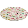 thumbnail image 4 of Flamingo Pattern Soft Bedroom Round Area Rug, Washable Cute Nursery Circle Throw Mat, Non-Slip Contemporary Small Low Pile Floor Carpet for Dorm Bedside, 4 of 6