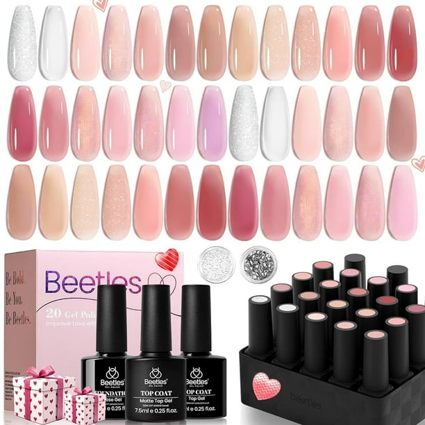 Set de esmaltes de uñas Beetles Pink Nude Gel, 20 colores, 100 ml