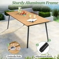 thumbnail image 6 of Pellebant 70" Patio Outdoor Dining Table for 6, Sturdy Aluminum Frame Wood-Grain Top with Umbrella Hole, Brown, 6 of 9