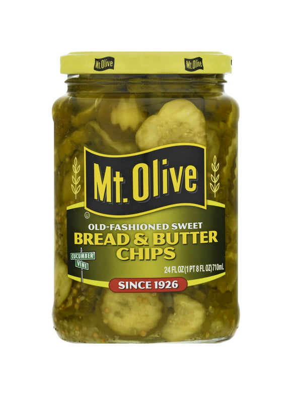 Mt. Olive Bread & Butter Pickle Chips, 24 fl oz Jar