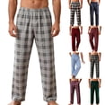 thumbnail image 2 of BRANROY Casual Plaid Pajama Pants for Men - Lounge Sleep Bottoms with Pockets Drawstring Closure Nightwear Pajamas for Men Daily Comfort Mens Casual Pants,Black L, 2 of 4
