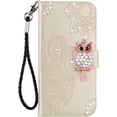 thumbnail image 2 of Compatible with Samsung Galaxy S23 Ultra Case Glitter Stylish Crystal Owl with Wrist Strap Kickstand Magnetic Leather Wallet for Women Flip Phone Case for Samsung Galaxy S23 Ultra Golden YK, 2 of 14