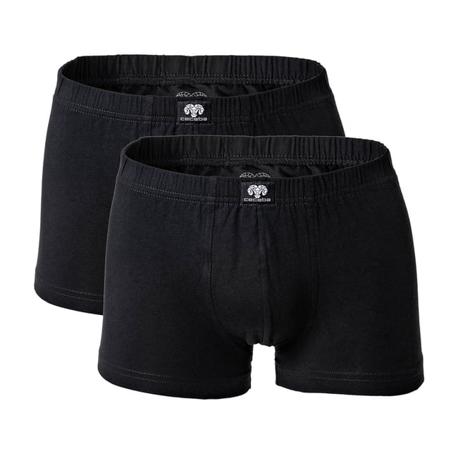 CECEBA Pantalones cortos para hombres, paquete de 2 - Pantalones cortos, básicos, Algodón elástico, M-8XL, lisos Negro 3XL (XXX-Large)