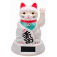 thumbnail image 1 of M.V. Trading Japanese Maneki Neko Fortune Cat Lucky Cat White Battery Operated Also Solar Powered with Waving Arm, 5-Inches, 1 of 4