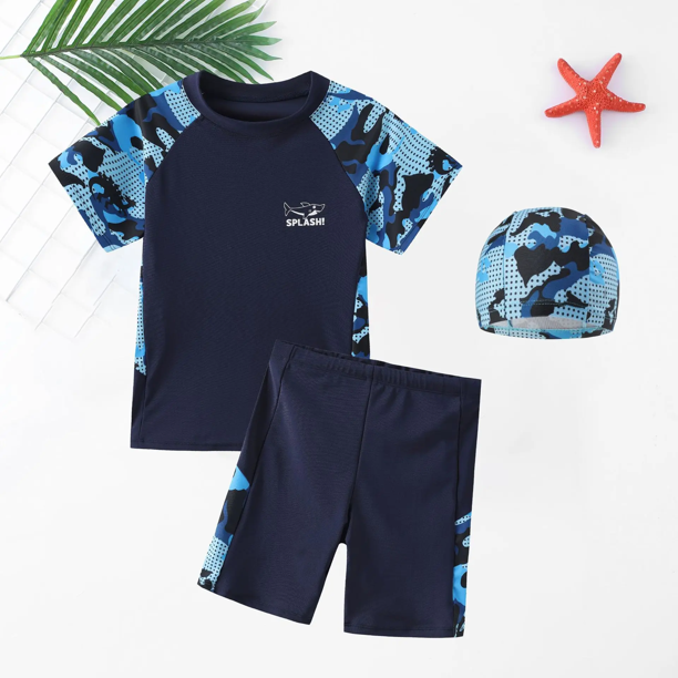 Traje de baño para niños 2024, traje de baño grande de dos piezas de secado rápido para niños adolescentes, conjunto completo, ropa para niños varones pequeños