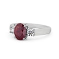 thumbnail image 2 of 1.40 Ct Oval Cut Red Ruby Real Diamond Wonderful Three Stone Ring for Engagement 14K White Gold Size 4.5, 2 of 7