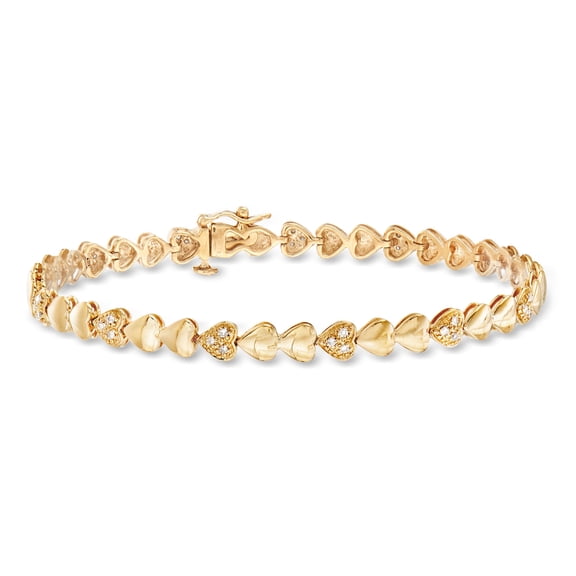 Ross-Simons 0.25 ct. t.w. Pave Diamond Heart Bracelet in 18kt Gold Over Sterling, Women's, Adult