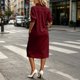 thumbnail image 4 of Neewe Womens Plain Lapel Collared 3/4 Sleeve with Pockets Casual Maxi Shirtdress Button Front Casual Dress, 4 of 5