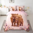 thumbnail image 2 of Homewish Highland Cow Family Bedding Comforter Set 7 Pieces for Teens, Pink Rose Groovy Flower Full Bedding Set, Rustic Animal Reversible Fitted Sheet Flat Sheet, Microfiber Bedroom Decor, 2 of 7