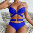 thumbnail image 5 of Youyipin Womens Swimsuits Cut Out Ring Linked Swimsuit One Piece High Cut Thong Bikini Bathing Suit For Women Vacation Outfits, 5 of 7