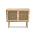 thumbnail image 3 of Baxton Studio Maclean Mid-Century Modern Rattan and Natural Brown Finished Wood 2-Door Sideboard Buffet,Wholesale, 3 of 7