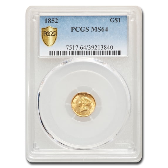 1852 $1 Liberty Head Gold MS-64 PCGS