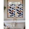 thumbnail image 7 of Kitchen Curtains 45 Inches length, Navy Blue Burnt Orange Window Treatment Curtain Drapes, Botanical Palm Leaf Abstract Lightweight Window Panels for Living Room Bedroom, 52"x45", 2 Panels, 7 of 7