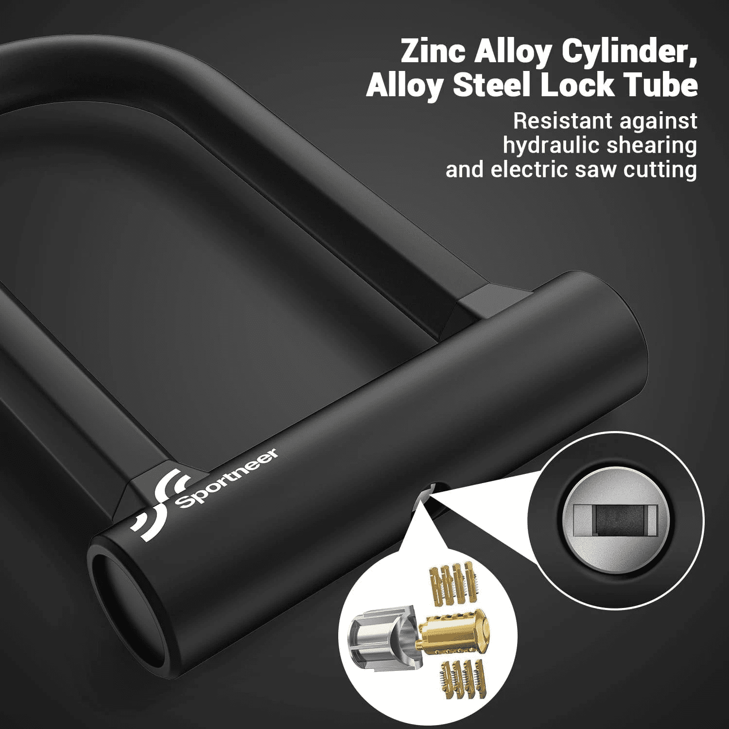 Heavy-Duty Portable Bike U-Lock with 5ft Steel Security Cable and Bracket, Anti Theft