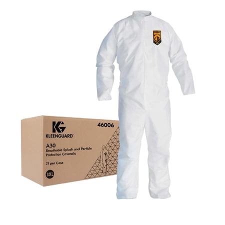 Ansell KCC 46006 A30 Breathable Splash and Particle Protection Coveralls - Triple Extra Large White (21/Carton)