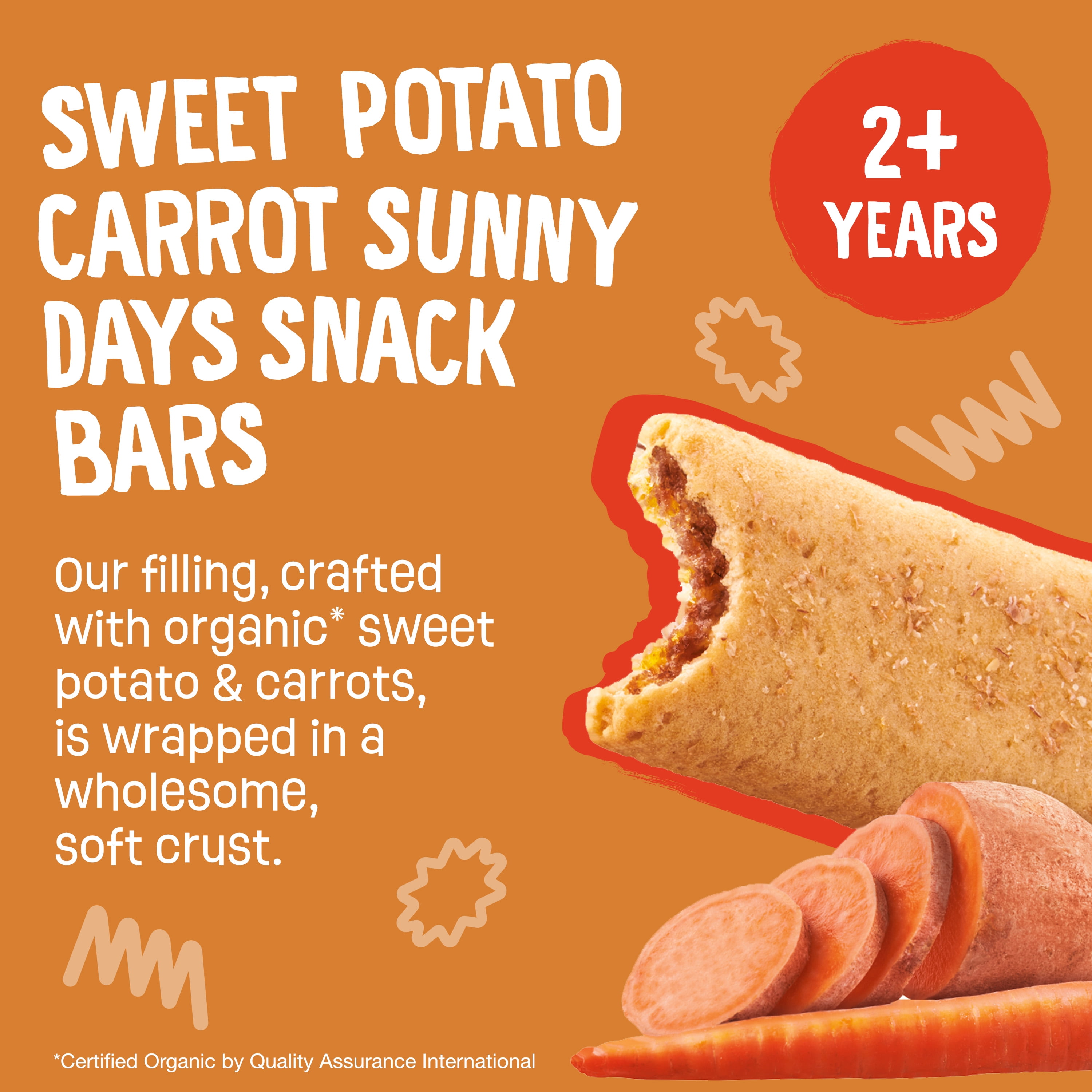 Earth's Best Organic Sweet Potato Carrot Sunny Days Toddler Snack Bars, 10.72 oz Box (16 Count)