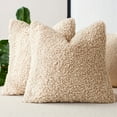 thumbnail image 5 of Sanmadrola Decorative Throw Pillow Covers 18" x 18" Set of 2, Teddy Fur Couch Plliowcase Cushion Cover Modern Farmhouse Home Decor, Oatmeal, 5 of 6