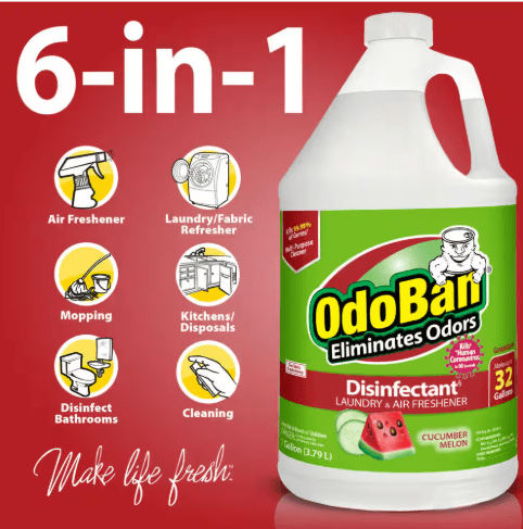 OdoBan 1 Gal. Cucumber Melon Disinfectant, Laundry and Air Freshener, Mold and Mildew Control, Multi-Purpose Concentrate