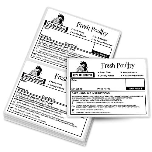 Poultry Freezer Labels,50Pcs 4x3 Inch with Safe Handling Instructions