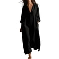 thumbnail image 2 of Guieoi Womens Dresses Fall Plus Size Loose Casual Shirt Dress Relaxed-Fit Long-Sleeve Collared Ankle-Length Dress Black XXL, 2 of 5