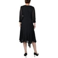 thumbnail image 3 of NY Collection Petite 3/4 Sleeve Belted Chiffon Hankerchief Hem Dress, 3 of 4