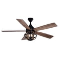 thumbnail image 6 of Huron Black and Burnished Teak Farmhouse Indoor Ceiling Fan with LED Cage Light Kit and Remote, 6 of 12