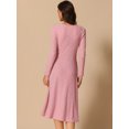 thumbnail image 3 of DARING DIVA Knit Ribbed Midi Deep V Wrap A-Line Dress M Pink, 3 of 5