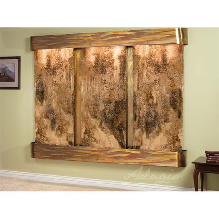 Deep Creek Falls Round Rustic Copper Magnifico Travertine Wall Fountain