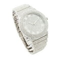 thumbnail image 3 of Luxury Iced Out Round watch or Bling-ed Out Baguette-Cut Rectangular Watch with Crystal Diamond watch Pave Design (ST10626 Silver), 3 of 3