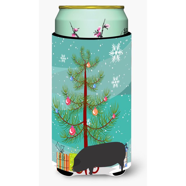 Abrazador de Latas Decorativo Navideño Caroline's Treasures Cerdo Negro Grande Multicolor
