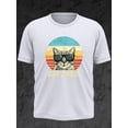 thumbnail image 1 of Camisetas gráficas informales para hombre: camisetas oversize de cuello redondo, elegantes y a la moda para el verano. Estampado "Papá Gato". Transpirables, suaves, cómodas, de corte holgado. Impresci, 1 of 6