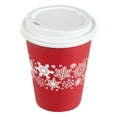 thumbnail image 3 of Restpresso 12 oz Red Christmas Snowflakes Paper Single Wall Coffee Cup - with White Lid - 3 1/2" x 3 1/2" x 4 3/4" - 20 count box, 3 of 11