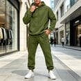 thumbnail image 6 of Delconic Mens 2 Piece Hoodie and Jogger Set Pullover Hooded Sweatshirt with Kangaroo Pocket Drawstring Pants Casual Tracksuit Army Green L, 6 of 9
