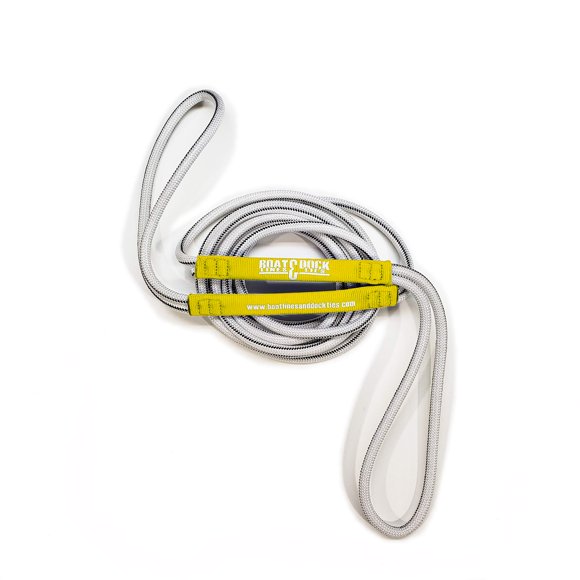 Boat Line Rope Bungee - Heavy Duty Line for Launching, Retrieving, Mooring and Docking (White/Yellow, 25 Feet)