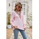 thumbnail image 3 of Camiseta holgada de manga larga con escote en V y encaje para mujer, con aberturas acampanadas, de color liso, para otoño (XXL, amarillo), M, rosa, 3 of 5