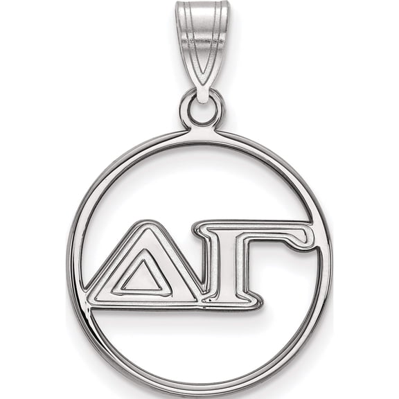 Sterling Silver Rh-Plated Logoart Delta Gamma Medium Circle Pendant (26 X 18) Made In United States ss011dg