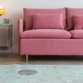 thumbnail image 2 of 63.8'' Loveseat Sofa, Modern Cotton Linen Upholstered 3-Seater Sofa Couch Armchair with 2 Pillows and Golden Metal Legs, Comfy Accent Sofa with Padded Cushion & Armrest for Living Room Bedroom, Pink, 2 of 6