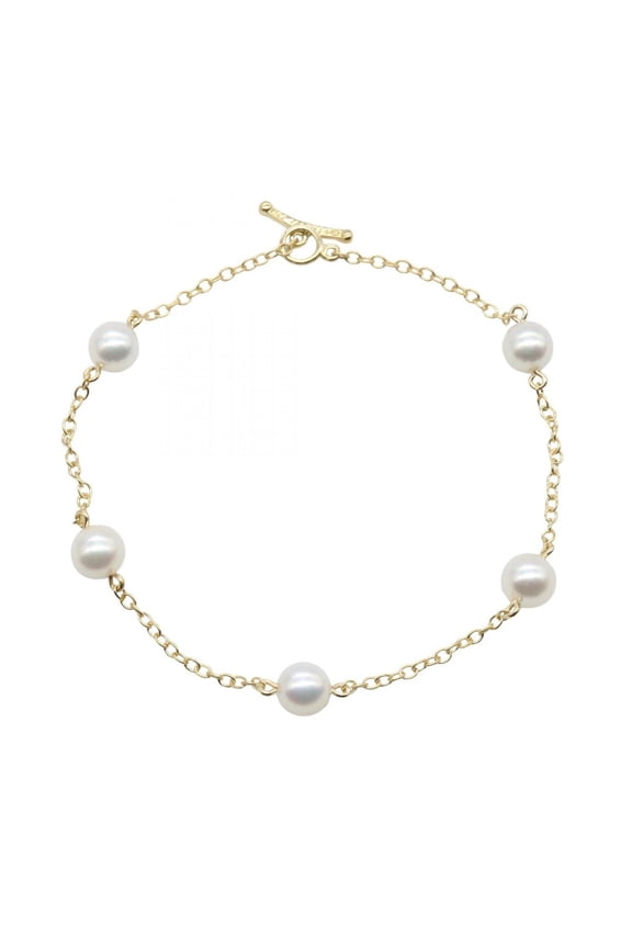 Pre-Owned Tiffany & Co. By the Yard Station Pearl Bracelet, 18K Yellow Gold with Pearl,...