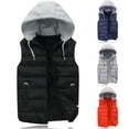 thumbnail image 2 of comerut Men Autumn Winter Warm Vest with Hood Zipper Closure Waterproof Cold Prevention Sleeveless Casual Jacket Vest, 2 of 8