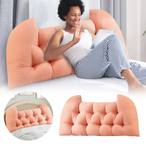 Reading Pillow Soft And Comfortable Bed Pillow Cushion For Back Support Decorative Lumbar Pillow With Long Bolster Design And Cute Ear Details For Bed Sofa Lounging