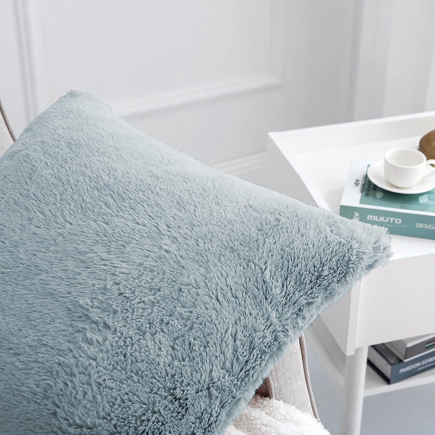 Home Soft Things Rabbit Faux-fur Throw Pillow Cover 4 Piece Set, 20" x 20", Arona