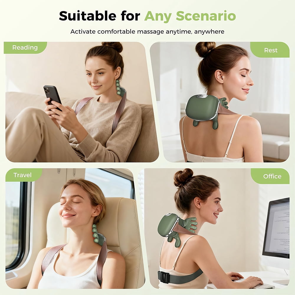 PEPWELL 4D Neck and Shoulder Heat Massager, Wireless Portable Neck Massager, Relieves Muscle Pain, Simulates Deep Tissue Massage of Human Hand, Ideal Gift
