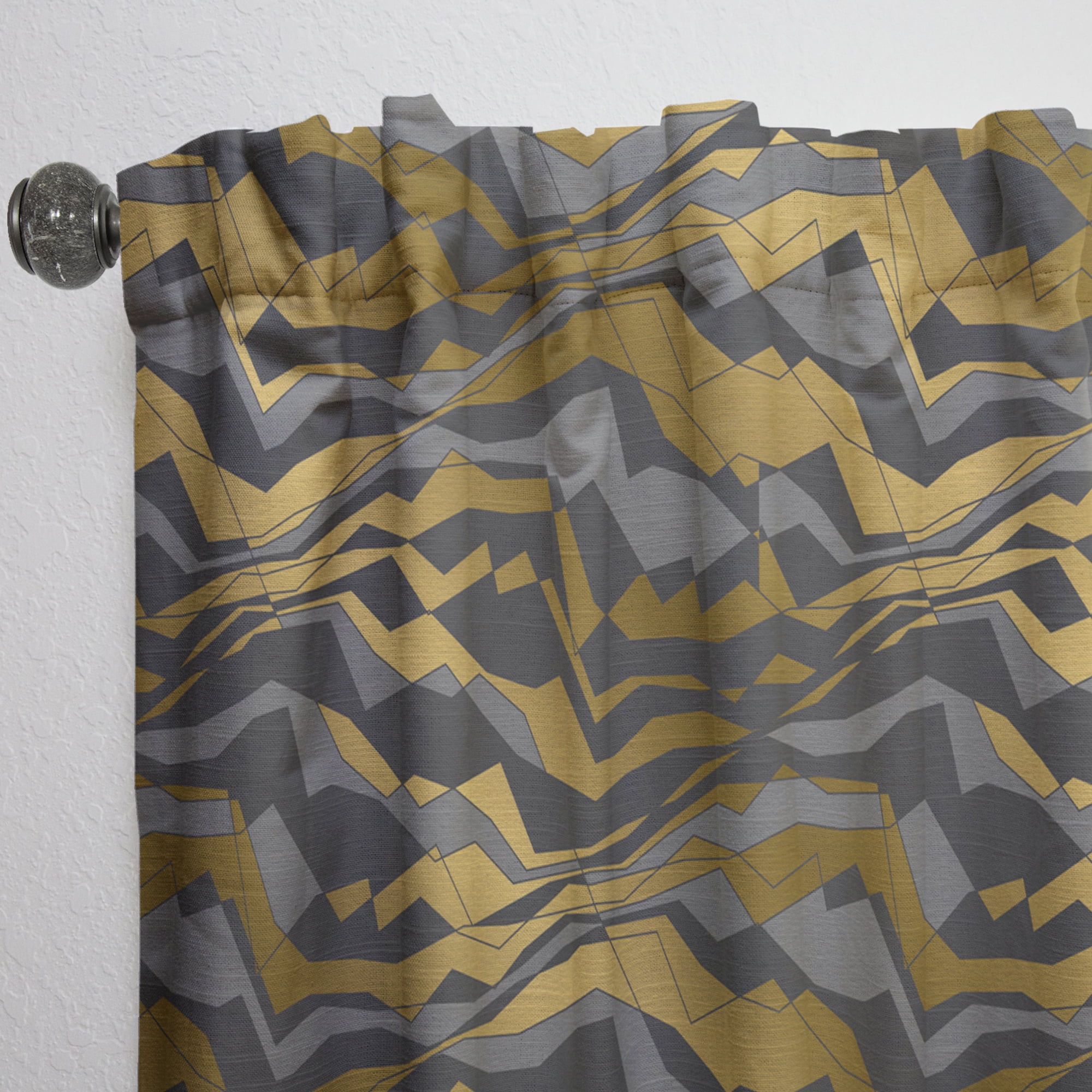 Designart 'Waves Pattern and Angled lines' Mid-Century Modern Curtain Panel