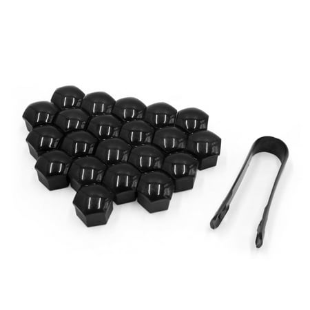 - 20pcs 21mm Black Plastic Wheel Lug Nut Bolt Cover Caps with Removal Tool for Car
