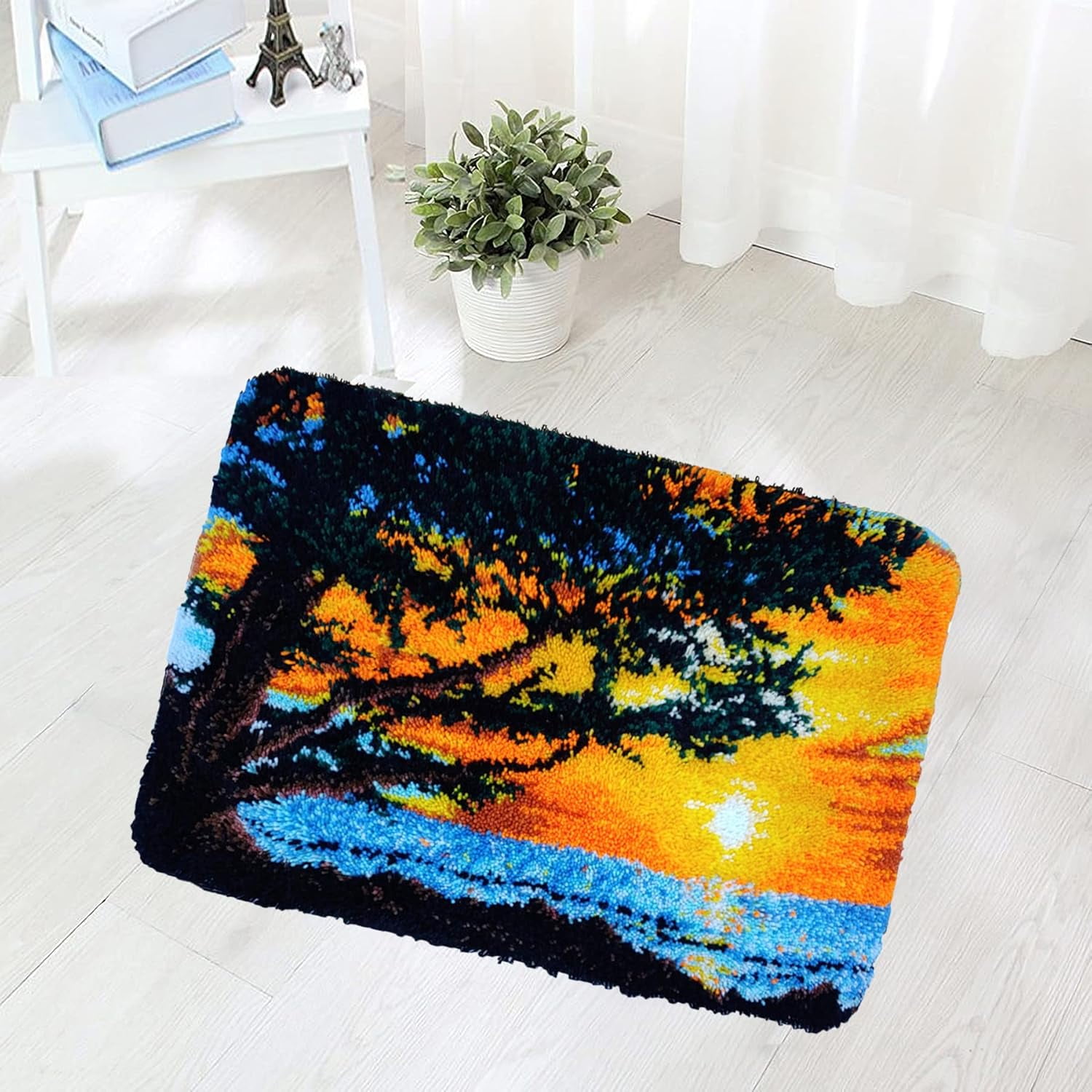 Latch Hook Kits Rug, 3D Pattern Canvas Crochet Needlework Crafts Floor DIY Latch Kits for Adults/Kids(Smooth Sailing, 62*42CM)